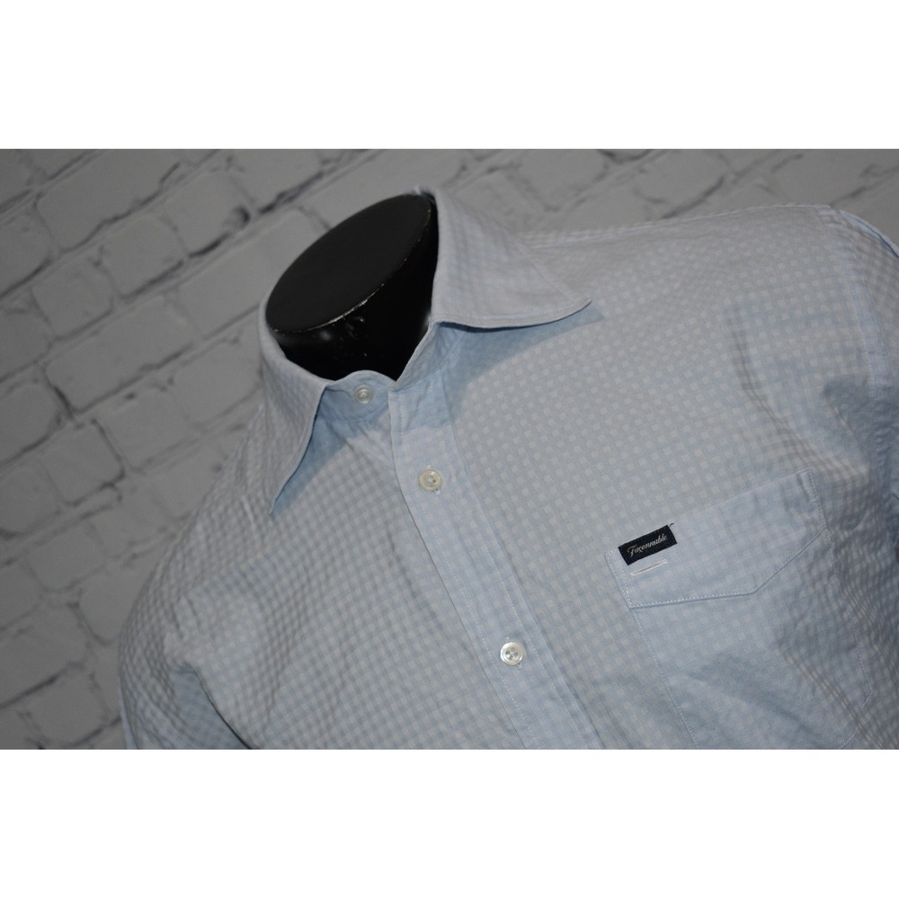 Faonnable Button Down Mens Large Light Blue Gingh… - image 8